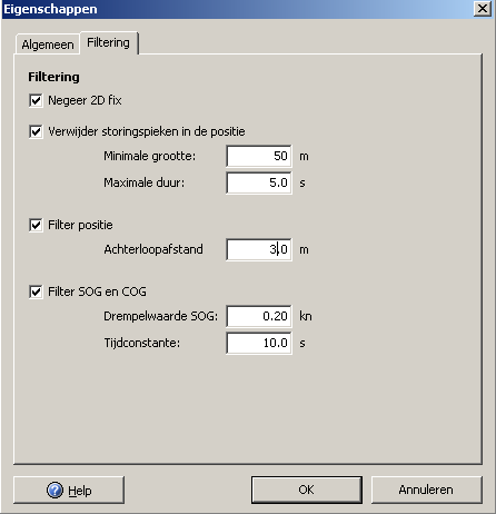 Het GPS-filter in WinGPS 4 Pro Op het GPS tabblad Filtering kunt u een samengesteld filter aanzetten om de kwaliteit en stabiliteit van het GPS signaal te verhogen.