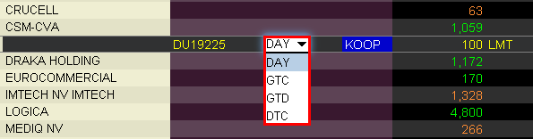 TRAIL: TRAIL LIMIT: TRAIL MIT: TRAIL LIT: Trailing stop order. Een trailing stop order is een order waarbij de stopprijs een vast van te voren opgegeven bedrag of percentage.