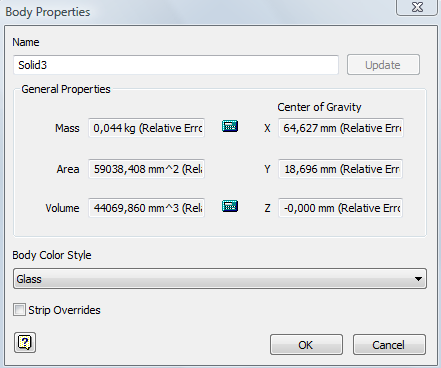 Zet de zichtbaarheid van alle solids terug aan. Klik met de RM-toets op Solid3 kies uit het snelmenu Properties.