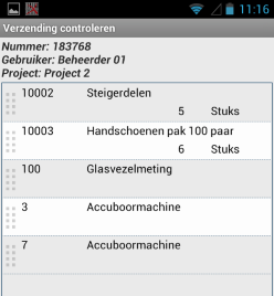 Handleiding GB Scan 23 U kunt nu achter elkaar arbeidsmiddel en bulkmaterieel uit de lijst verwijderen door: De barcode te scannen. De Rfid-tag te scannen (alleen arbeidsmiddelen).