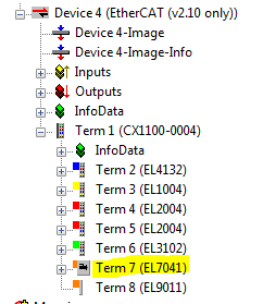 Stappenmotor linken met Hardware Selecteer als As-type Stepper Drive.