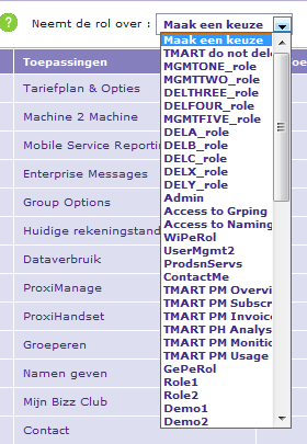 Selecteer de gewenste rol in de keuzelijst "Neem de rol over" ("HR" in het voorbeeld). Klik op de Opslaan-knop.