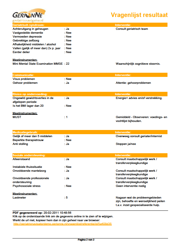 Navigator/geriatrische screening: Long, CRC,.