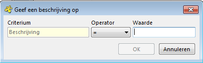 2.3. Filters toepassen op het overzicht Wanneer in een overzicht het trechter-icon ( ) geselecteerd wordt, opent een nieuw venster.