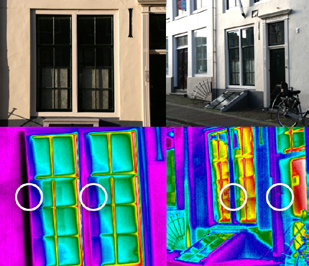 Reflecties spelen een belangrijke rol tijdens de metingen Grauwe winterdag 24 Bij het onderzoek naar warmtelekken bij gebouwen zijn er nog wel wat hindernissen.