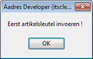 Indien bij het invoeren van een artikelcode eerst een. of, (zie Onderhoud tabellen ItsTrade, parameter tv04 en tv06) wordt ingevoerd, wordt niet op artikelnummer maar op OmschrijvingKort c.q.