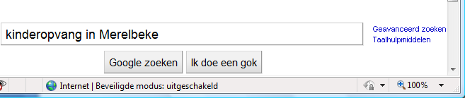 1. Ga naar de zoekrobot www.google.be 2. Geef in het witte tekstvak de zoekterm kinderopvang in Merelbeke in en druk op de knop google zoeken 3.