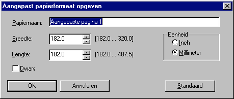 AFDRUKKEN 60 Aangepaste paginaformaten voor Windows PCLprinterstuurprogramma Wanneer u in het PCL-printerstuurprogramma een aangepast paginaformaat definieert of bewerkt, gaat u als volgt te werk.