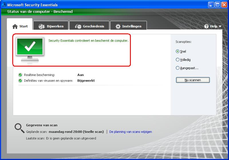 Let op: Tot nu toe heb ik 1x meegemaakt, dat er bij Windows XP, geen pictogram kwam te staan in de taakbalk, maar dat de virusscanner overigens goed werkte.