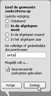 16 Zoeken naar bestanden Wanneer je niet meer weet waar we een bestand of map hebben opgeslagen, of wat de juiste naam is, kunnen we een zoekfunctie uitvoeren op onze computer.