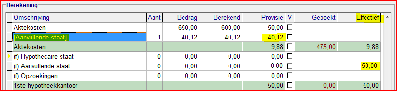 Aan cliënt hudt in dat het verschil wrdt drgerekend aan de cliënt.