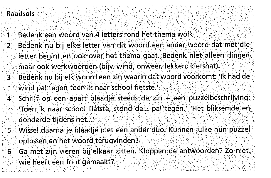 Bron: Handboek taalgericht vakonderwijs b. Schrijfkaders Een van de redenen waarom leerlingen vaak afhaken bij schrijfopdrachten is het feit dat heel wat schrijfopdrachten open opdrachten zijn.