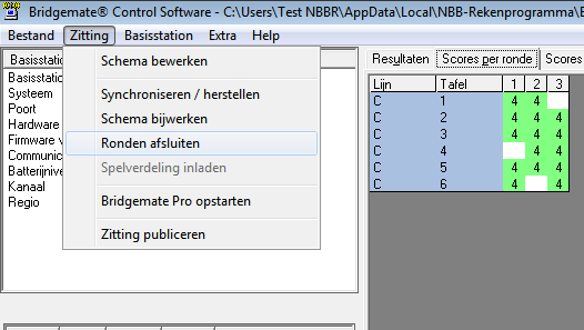 Als het paar inmiddels voldoende spellen heeft gespeeld om in de uitslag mee te tellen, haalt u ze niet uit de zitting. De spellen op NG zetten kunt u ook met het Bridgemate Control programma doen.