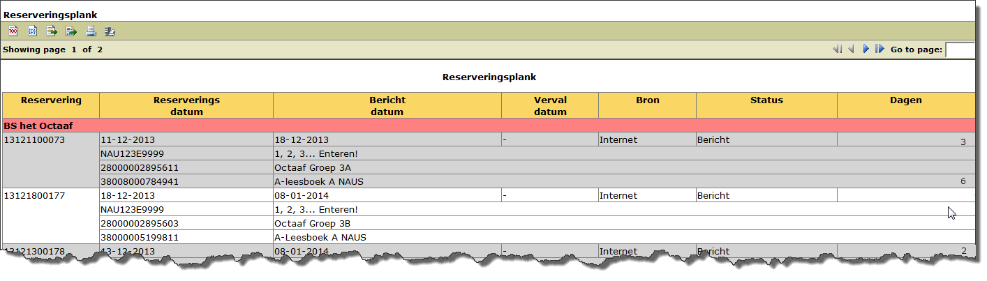 6.2 Overzichten: Kastlijst schoolwise Client Hiermee maakt u een lijst van alle exemplaren die zijn gereserveerd èn die in de kast staan (status Binnen).