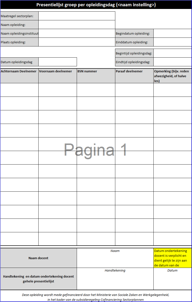 Bijlage 2: Format Presentielijst Handboek