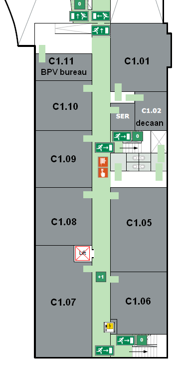 Legenda Vleugel A A1.18 projectlokaal A1.17 projectlokaal A1.16 theorielokaal A1.15 open leercentrum A1.11 docentenwerkruimte A1.10 personeelskamer A1.09 projectlokaal A1.03 theorielokaal A1.