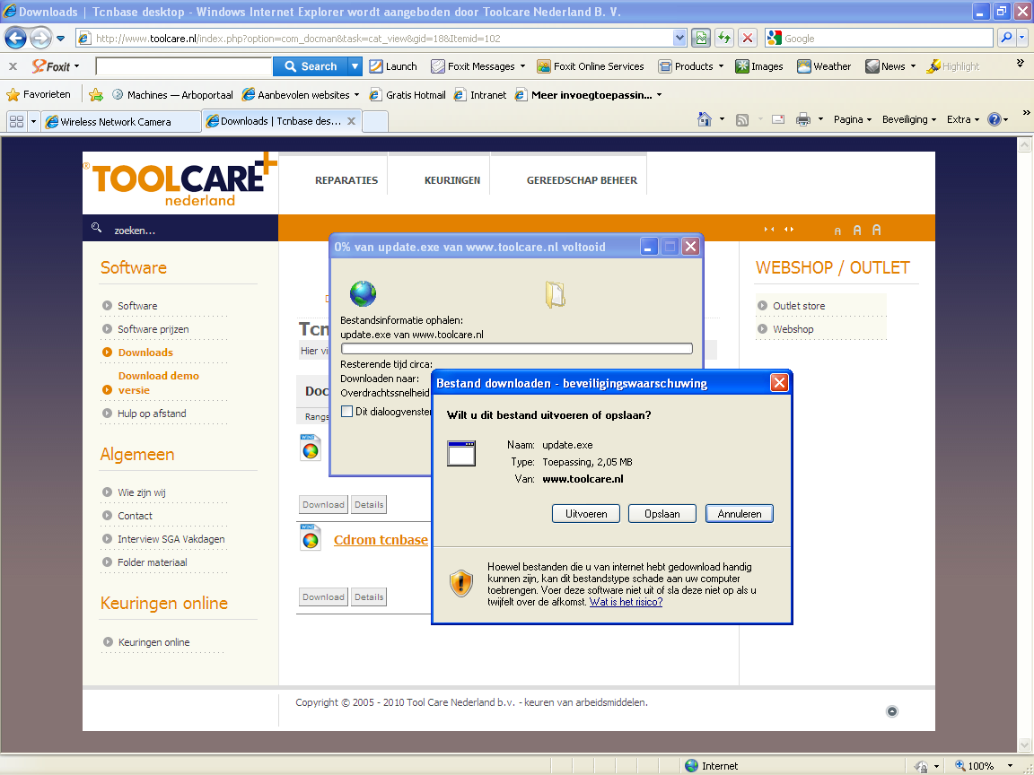 Installatie van het programma: Ga naar www.toolcare.