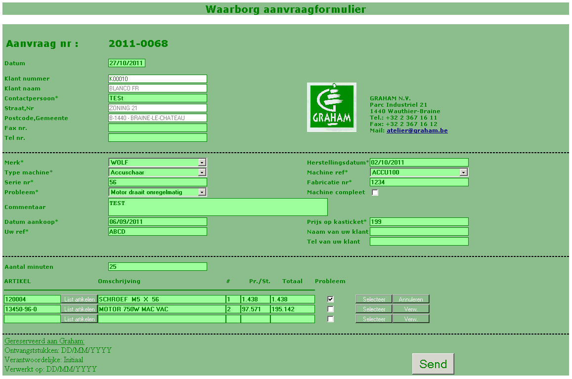 Bij de bevestiging gebeurt er een controle op het serienummer. Indien een foutboodschap verschijnt, gelieve het serienummer te controleren en te verbeteren indien nodig.