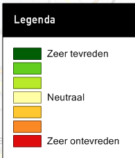 Ter illustratie is ook een tevredenheidskaart gemaakt op basis van alle bewoners die aangeven in dit woonmilieu te wonen.