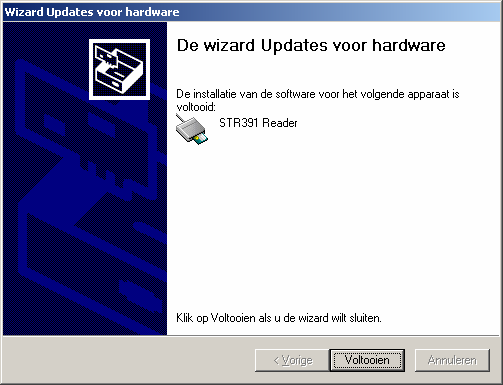 indien nodig toch doorgaan klikken Voltooien klikken B) Indien de driver de verkeerde versie is (versie, datum, digitale ondertekening) moeten de bestanden: STR391.sys versie van 17/5/2005!!! STR391.inf STR391.