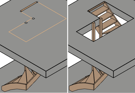 Parametrische trappen achteraf wijzigen Parametrische trappen kunnen achteraf worden gewijzigd. Voer de volgende handelingen uit de trap achteraf te kunnen wijzigen.