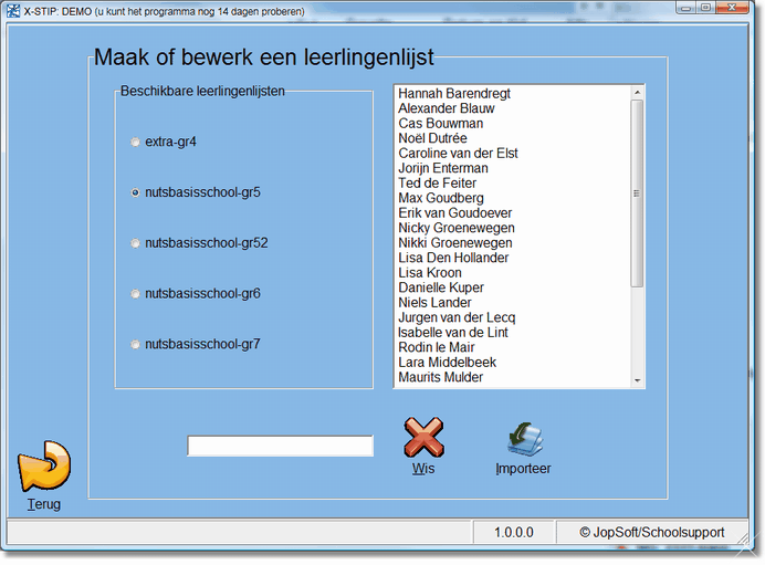 Instellingen 2.1 5 Leerlingenlijsten Wat kunt u hier doen?