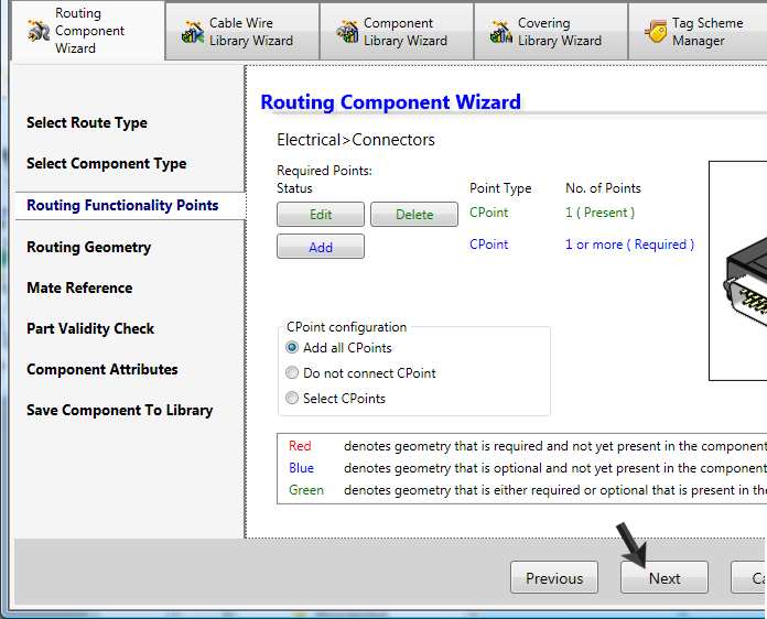 85 1. Kies als component type: Connector. 2. Klik op Next.