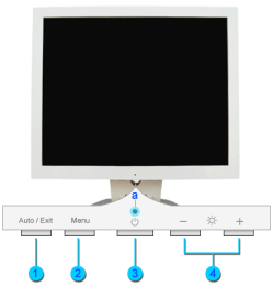 SyncMaster 153S/173S Uitpakken Voorkant Achterkant 1. Automatische knop / Afsluit-knop Druk op deze knop om de OSD automatisch aan te passen.