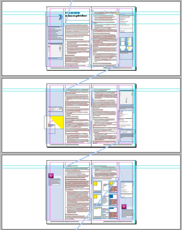 kun je bepalen of de nieuwe pagina vóór of na de derde pagina met de paginagrote afbeelding wordt ingevoegd. Kies Einde van artikel als je een nieuwe pagina na de tweede pagina wilt invoegen.