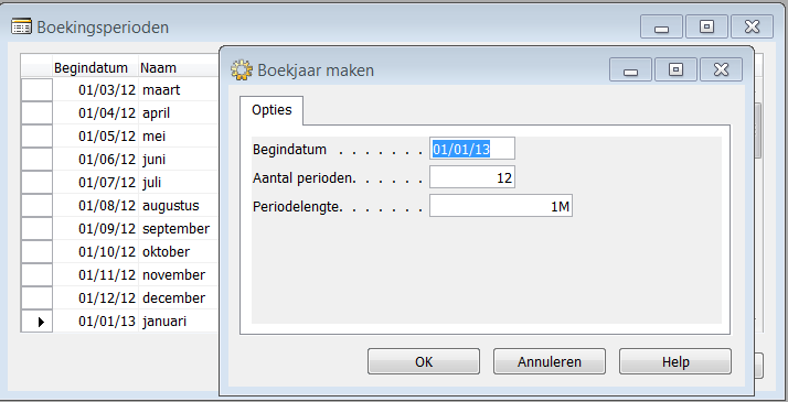 2 Nieuw boekjaar openen 2.1 Boekhoudperiodes aanmaken Voordat u in een nieuw boekjaar kunt boeken, moet u het boekjaar openen en de boekhoudperiodes opgeven.