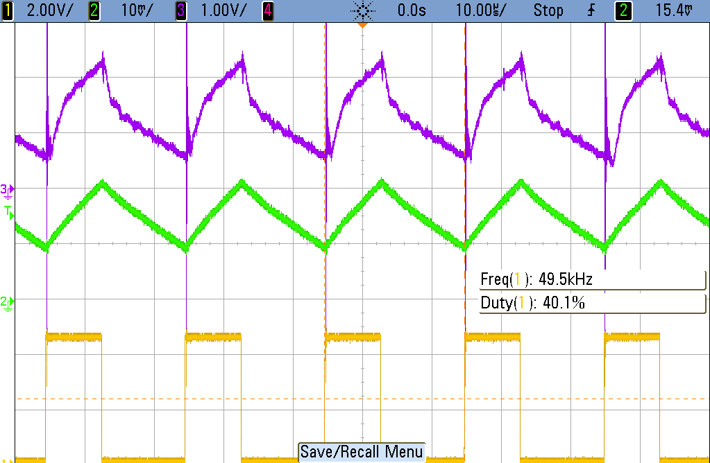 Output Eerst wordt bovenstaande situatie gesimuleerd. Onderstaand resultaat wordt bekomen: T 5.00 V_duty_cycle 4.00 il +3,6A 3.00 ViL 2,65V 2.00 1.00 0.00 1.00m 1.02m 1.05m 1.07m 1.