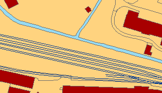 example contains more lines that represent railways. In BGT each line represents a single track (Ministry of infrastructure and environment, 2012a). In TOP10NL a generalization took place.