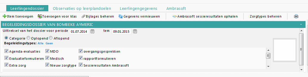 Stap 2 : klik op gegevens vernieuwen Stap 1 : vink 1 of meerdere types aan 1.1.9 Oplopend of aflopend sorteren Je kan de formulieren oplopend of aflopend in de tijd ordenen.