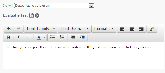 Alles wat je hier ingeeft gaat rechtstreeks door naar het zorgdossier van de leerling.
