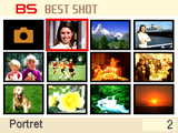 Gebruiken van BEST SHOT Wat behelst BEST SHOT? BEST SHOT voorziet u in een verzameling scènes die verschillende types omstandigheden voor de opname toont.