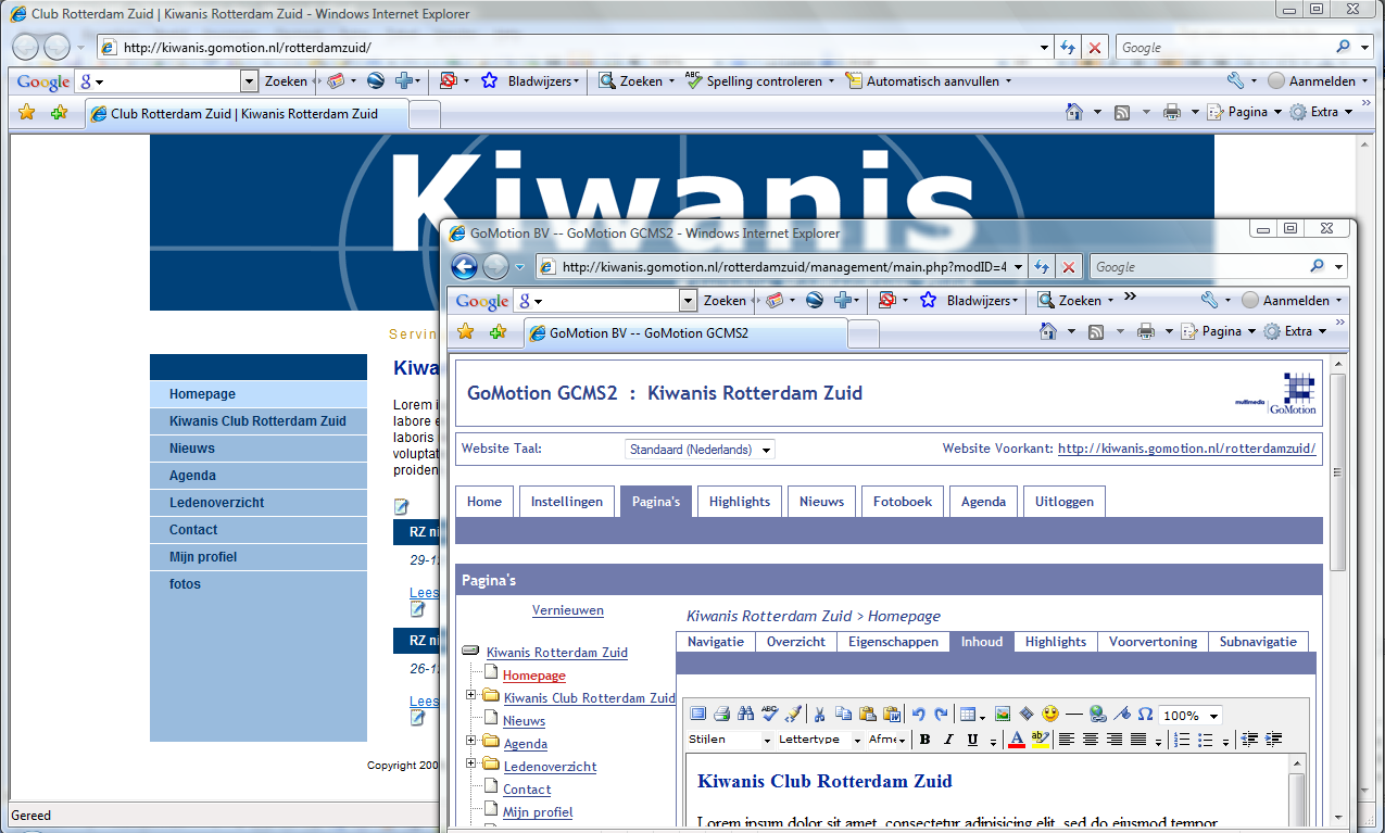 Beknopte handleiding GCMS Kiwanis Clubwebsites voor redacteuren GoMotion Content