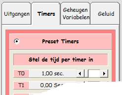 o de tab Timers. o Set of Reset Timer. o onder het kopje Actie Reset. o onder het kopje Timer T nummer 0. Klik onderaan op. In regel 3 kunnen we de tijd van Timer T0 veranderen. Klik in regel 3 op.