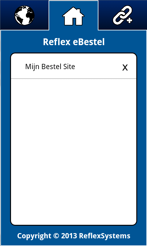 Na het toevoegen van de gewenste InternetBestel-website aan de App. zal op de hoofd- tab een knop verschijnen waarmee u kunt inloggen op de website van de webshop.