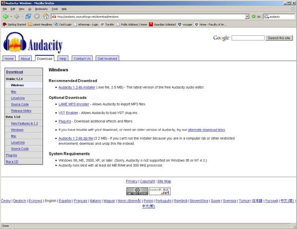 Audacity installeren op Windows Software naam : Audacity Website : http://audacity.sourceforge.net Software versie gebruikt voor deze installatie: 1.2.