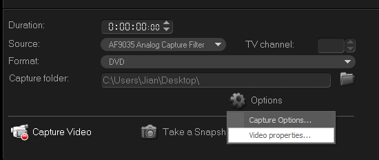 4. Klik op 1 Capture om naar de opname modus te gaan. 5. U kunt het pad selecteren waar u de opgenomen video wenst op te slaan: 6.