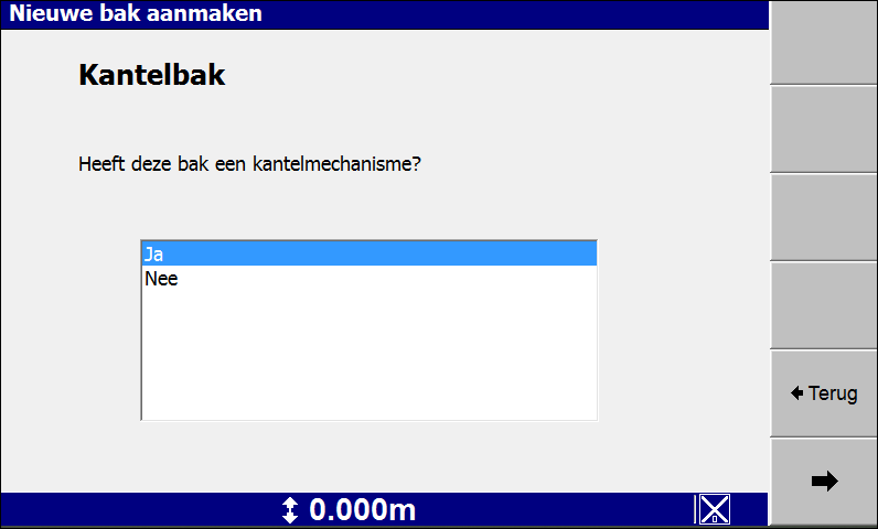 Bak inmeten (nieuwe maken) Ga naar selecteer bak: en selecteer nieuw(e) maken.