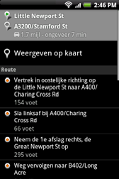 172 Uw HTC Desire Handleiding Routebeschrijvingen U kunt met Google Maps een gedetailleerde routebeschrijving naar uw bestemming opvragen.