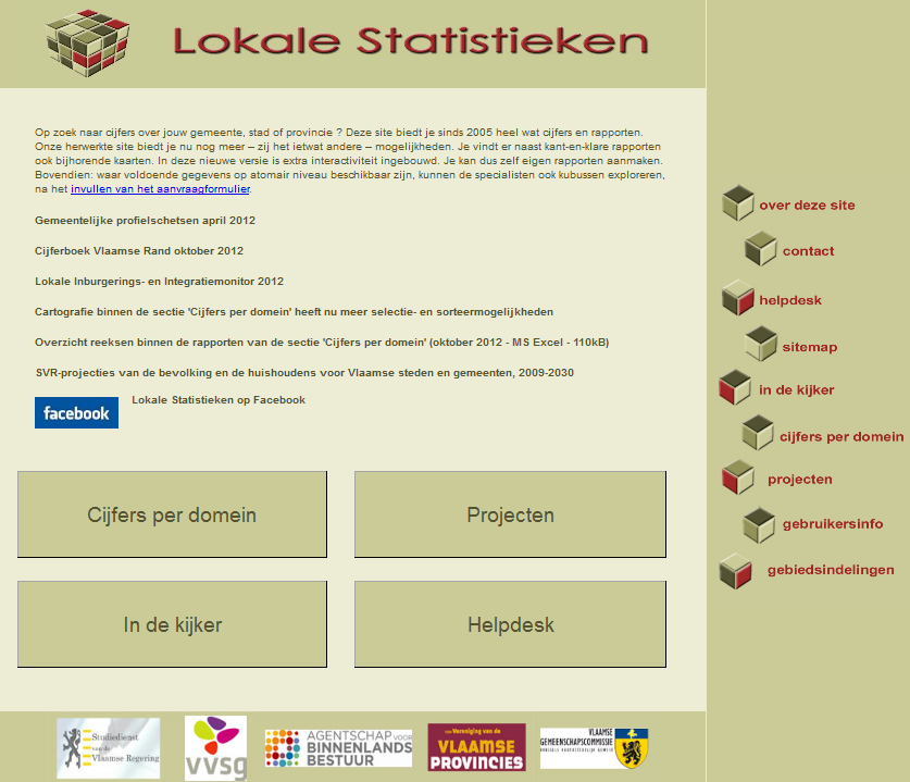 Startpagina: www.lokalestatistieken.be 5 1 2 3 4 Op de startpagina zijn vooral de 4 knoppen centraal in het scherm van belang.