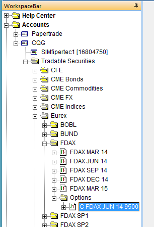 Opties in het WHSFutureStation NANO Eens u de nodige toelatingen van WHS heeft om op uw rekening Opties te handelen, zal een lege folder options beschikbaar zijn in de workspacebar.