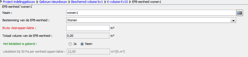 31 Scherm 32 - Invoervenster EPB-eenheid Het vrije invoerveld Naam Dat invoerveld is zichtbaar in alle types projecten. Vul hier de naam van de EPB-eenheid in.