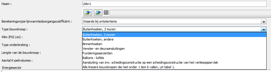 85 Scherm 111 Invoerscherm Numerieke waarde voor lineaire bouwknopen bij optie B 3.3.2.3 Invoer van lineaire bouwknopen met de waarde bij ontstentenis.