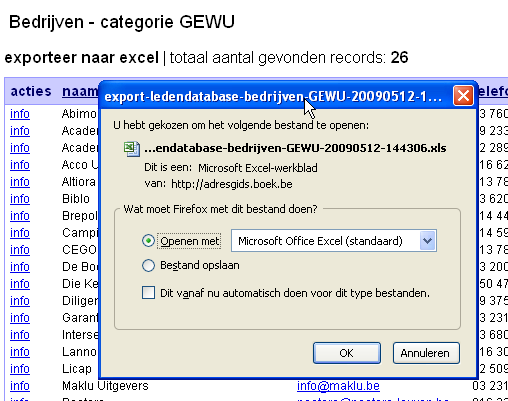 Exporteren naar Excel, hoe doe ik dat? Gezien de populariteit van Excel binnen het huis, heb ik een exportfunctie voorzien.