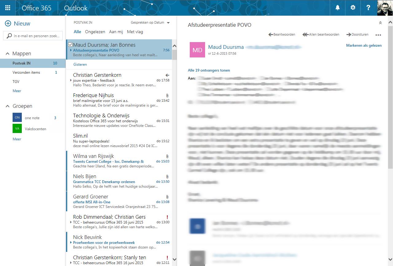De nieuwe e-mailomgeving.