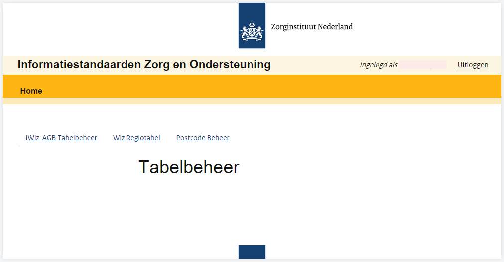 1 Inloggen Na het inloggen in de Tabelbeheer module ziet u het volgende overzichtsscherm: Afhankelijk van de rol die aan uw gebruikersaccount is gekoppeld ziet u verschillende tabbladen.