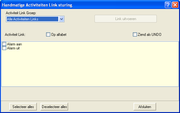 3.18 Activiteiten Links handmatig bedienen Open via de knop Activiteiten Links in de werkbalk het menu Activiteiten Links.